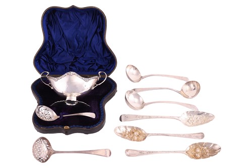 Lot 17 - A cased two-handled sugar bowl with a sinuous...