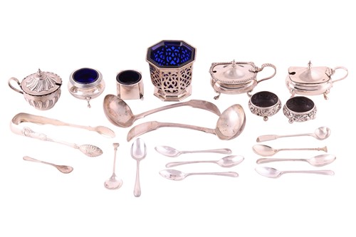 Lot 12 - A quantity of silver items; including a pair...
