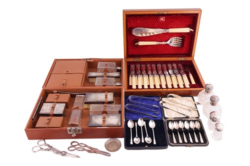 Lot 94 - A gentleman's dressing case with silver mount...