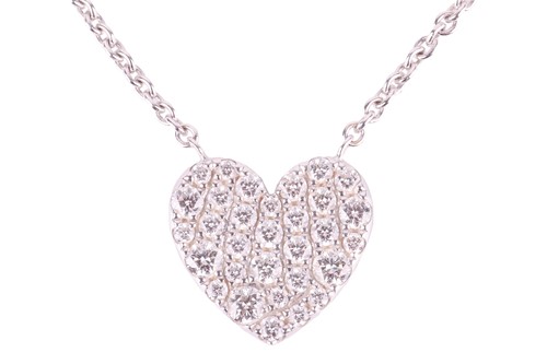 Lot 138 - A Tiffany & Co diamond heart necklace, the...