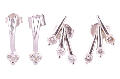 Lot 20 - Two pairs of diamond-set earrings, comprising...