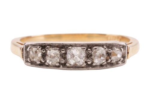 Lot 55 - A diamond five stone ring, set with a row of...