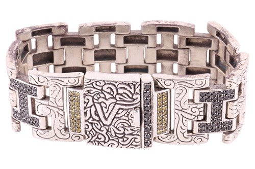 Lot 49 - Versani - a heavy link bracelet set with black...