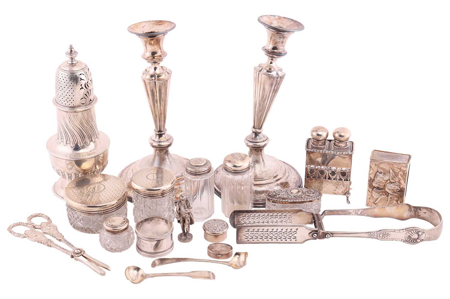 Lot 142 - A collection of silver and plate comprising a...