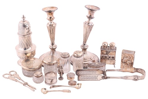 Lot 142 - A collection of silver and plate comprising a...