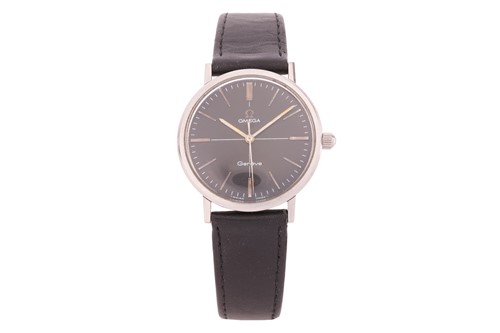 Lot 216 - An Omega crosshair black dial mechanical watch...