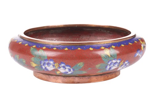 Lot 75 - A large Chinese circular cloisonne bowl of...