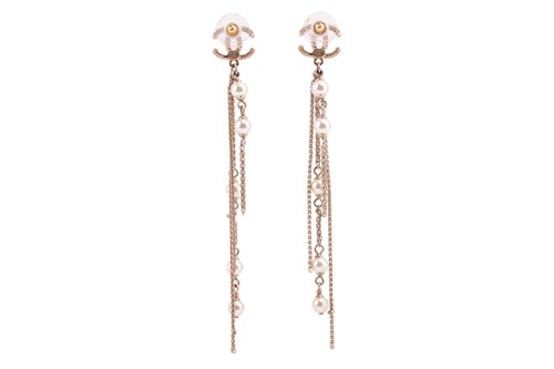 Lot 177 - Chanel - a pair of tassel earrings, circa 2019,...
