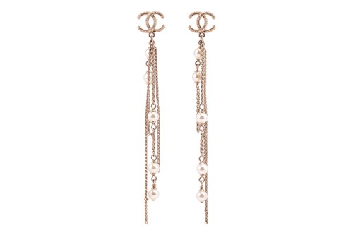 Lot 177 - Chanel - a pair of tassel earrings, circa 2019,...