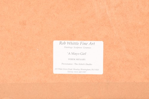 Lot 76 - Derek Menary (Irish,b.1943), 'A Mayo Girl',...