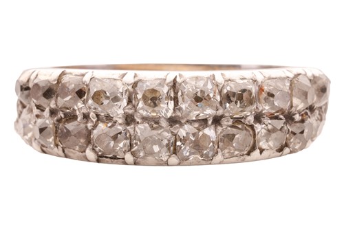 Lot 150 - A two-row old cut diamond ring, featuring two...
