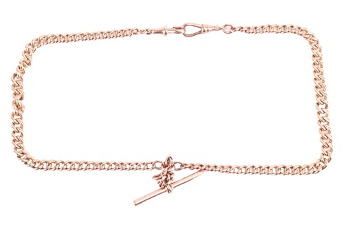 Lot 127 - An Albert chain, formed from a yellow metal...