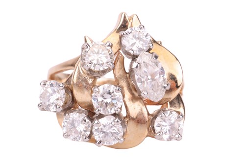 Lot A diamond dress ring, of abstract organic...