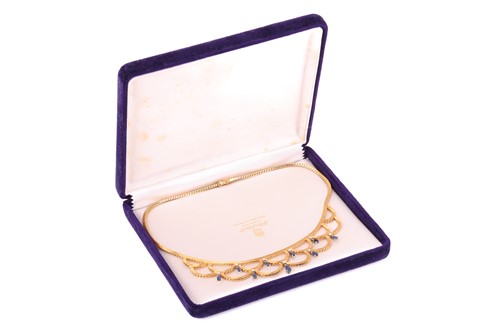 Lot 75 - A sapphire and diamond necklace, designed as a...