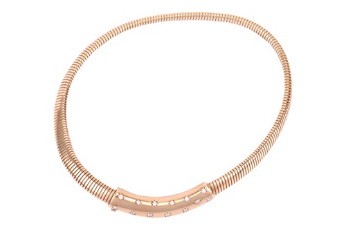 Lot 124 - A diamond set necklace and bracelet suite, the...