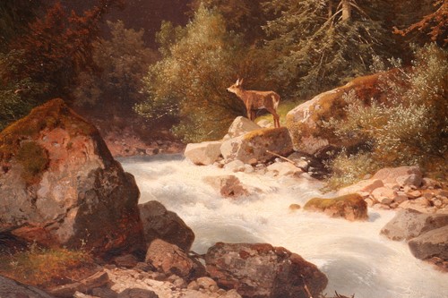 Lot 32 - Carl Hasch (1831-1897) Austrian, deer in a...