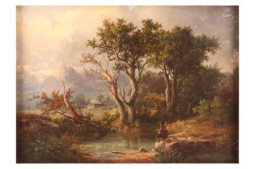 Lot 56 - Heinrich Johann (1821-1884), 'Landschaft mit...