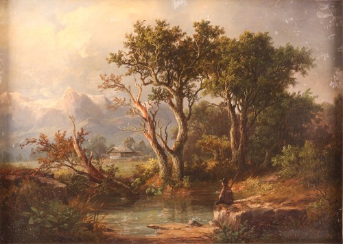 Lot 56 - Heinrich Johann (1821-1884), 'Landschaft mit...