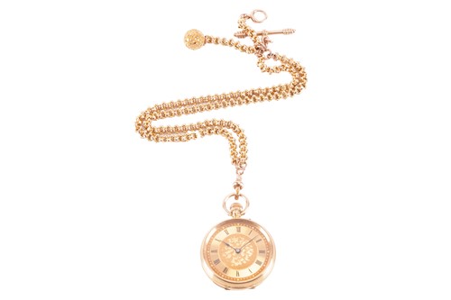Lot 228 - An 18ct gold pocket fob watch and Albert Chain,...