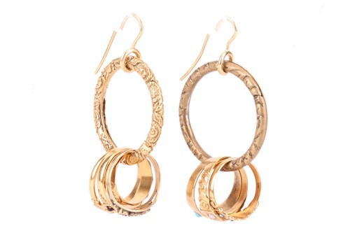 Lot A pair of hoop earrings, each comprising a...