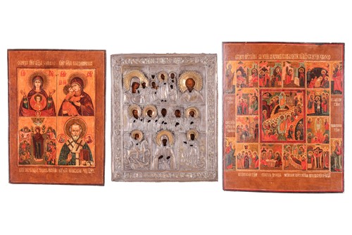 Lot 252 - A late 19th-century Russian icon depicting...