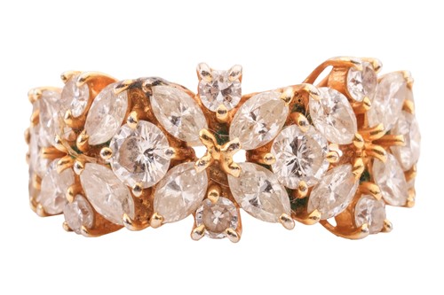 Lot 46 - A diamond cluster ring, of floral design, claw-...