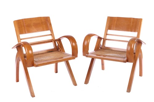 Lot 227 - A pair of French Art Deco figured maple open...