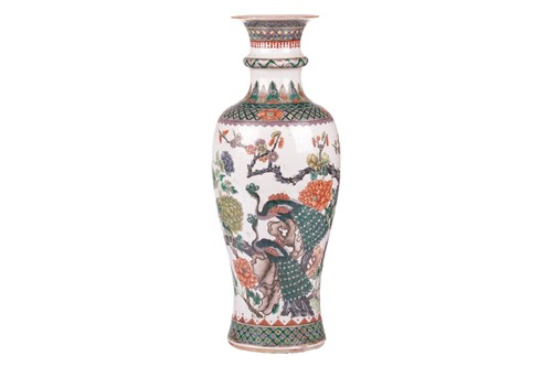 Lot 88 - A large Chinese Famille Verte baluster vase,...