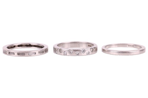 Lot Three stacking rings, comprising a platinum...