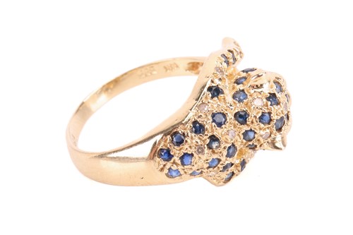 Lot 65 - A sapphire and diamond panther bracelet, with...