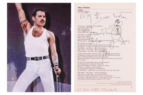 Lot 38 - Freddie Mercury (1946-1991) musician, a signed...