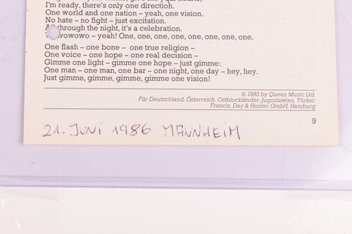 Lot 38 - Freddie Mercury (1946-1991) musician, a signed...