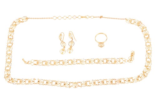Lot A fancy-link necklace, bracelet, earrings and...