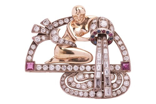 Lot An 'Aquarius' brooch set with diamonds and...