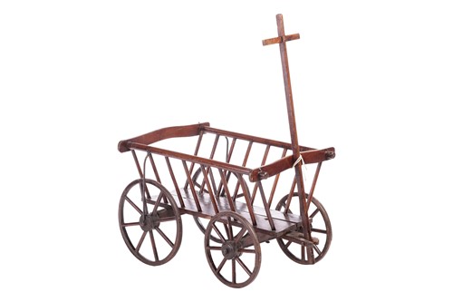 Lot A 19th-century French rustic wooden goat cart,...