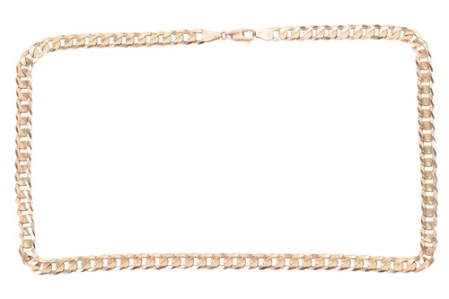 Lot 84 - A flat curb link necklace in 9ct yellow gold,...