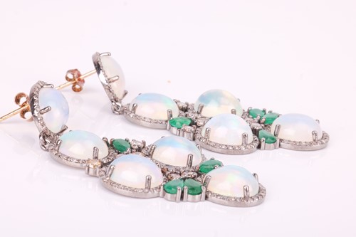 Lot 127 - A pair of gem-set chandelier drop earrings,...