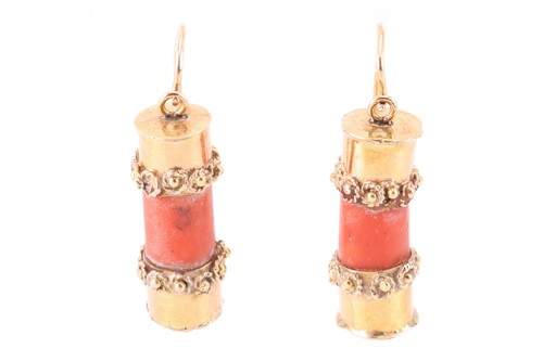 Lot A pair of Victorian coral earrings, of...