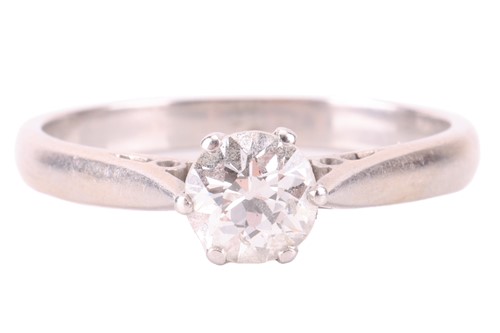 Lot 85 - A diamond solitaire ring, claw-set with an old-...