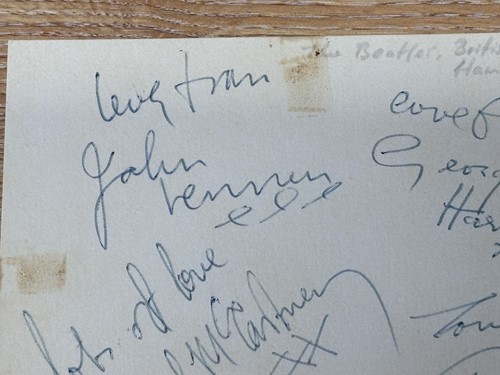 Lot 9 - The Beatles: a card signed by John Lennon,...