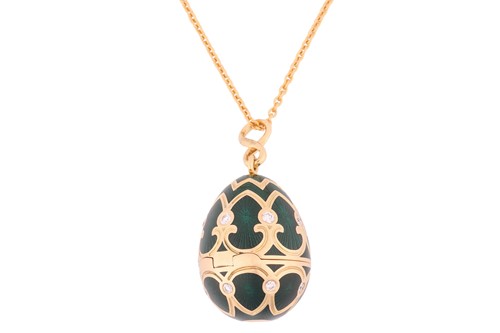Lot 98 - Fabergé - a Palais Tsarskoye Selo green enamel...