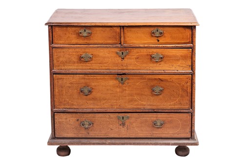 Lot 145 - A William & Mary walnut chest of drawers, with...