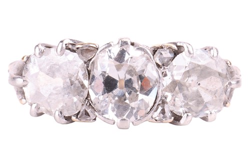 Lot A diamond three stone ring, designed as a...