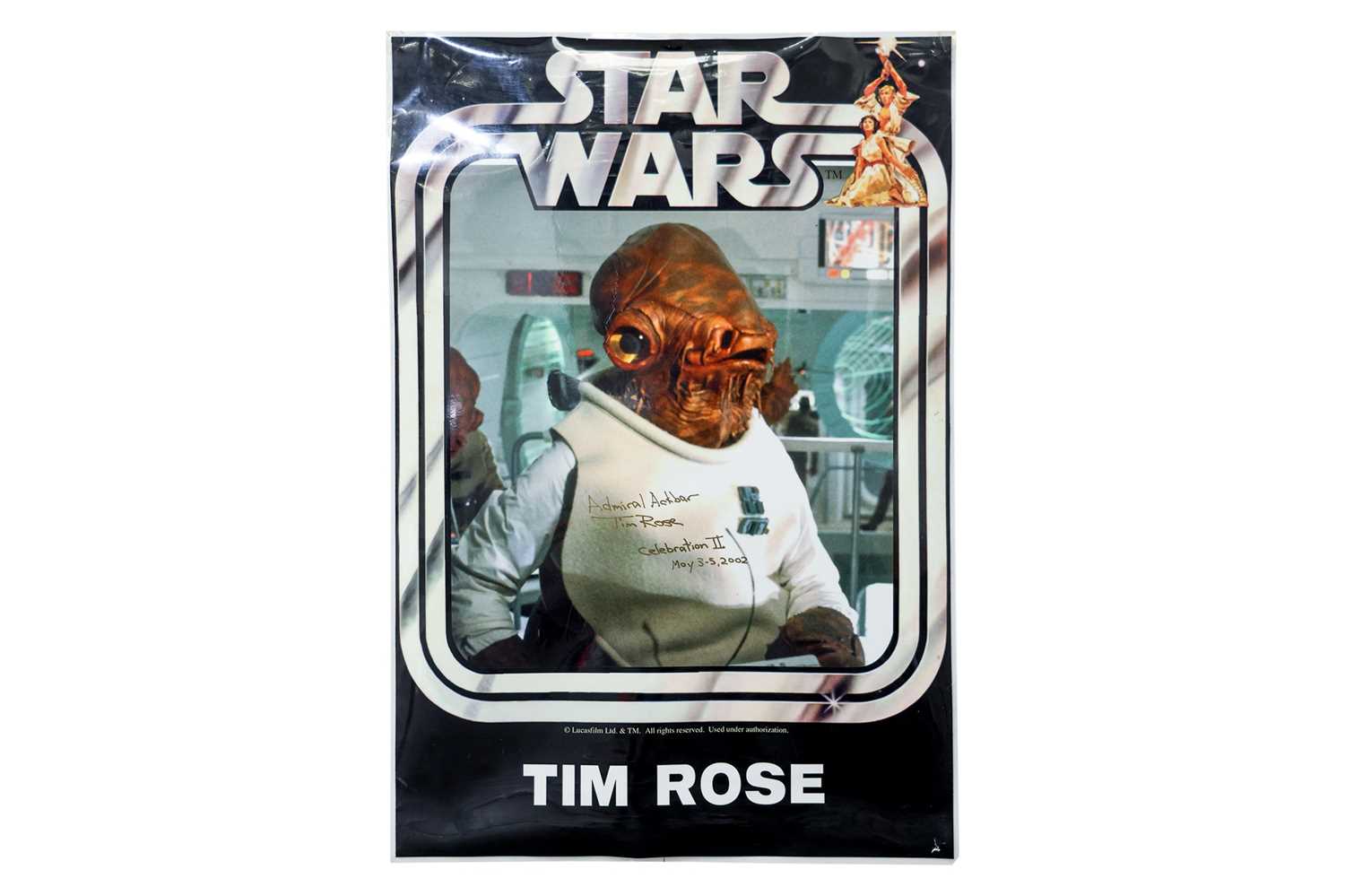 Lot 5 - A laminated Star Wars 'Admiral Ackbar' poster,...