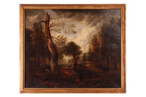 Lot 42 - Dutch School (18th century), Figures in Woods,...