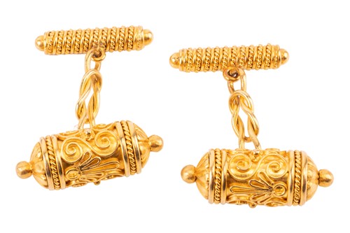 Lot 56 - A pair of Etruscan-style cufflinks, of...