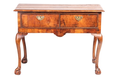 Lot 102 - A Queen Anne style walnut two-drawer lowboy,...