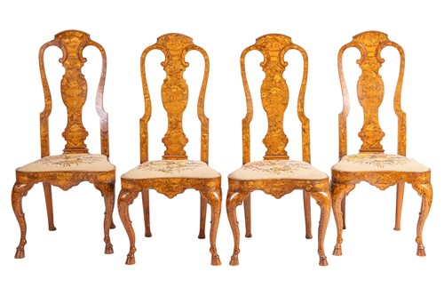 Lot 150 - A set of four 18th-century Dutch marquetry...