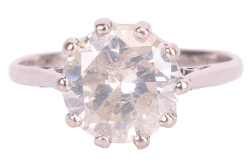 Lot A diamond solitaire ring, featuring a round...