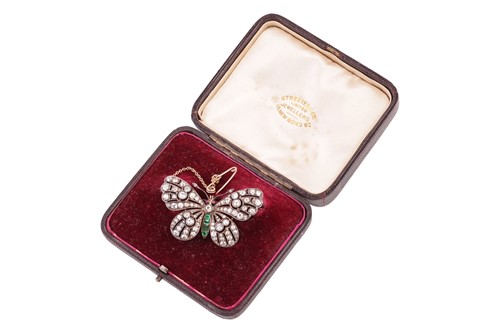 Lot 14 - A Victorian gem-set butterfly brooch, the...